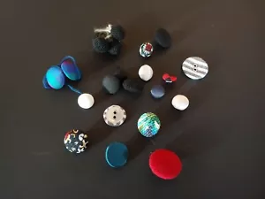 LOT MISC fabric covered buttons craft hobby repair supply DESTASH antique - Picture 1 of 6