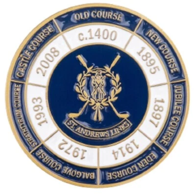 MARCADOR DE PELOTA DE GOLF PLANO GRANDE de dos lados St. ANDREWS  Foto 1 de 2