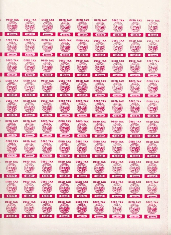 Minnesota Deed Stamp $50 Face Value Sheet of 100 Stamps Total Face Value $5000 - Image 1 of 2