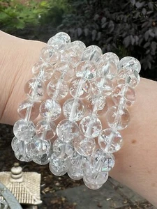 Clear Rainbow Quartz Beaded Crystal Bracelet 8mm AAA+ : Master Healer : Clarity - Picture 1 of 7