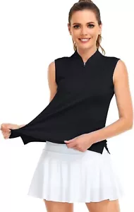 HDL XL Black Women's Sleeveless Polo Golf Shirts Quick Dry - Picture 1 of 7