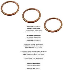 JUNTA DE CABEZAL DE ESCAPE TRIUMPH THUNDERBIRD 885 COBRE 3/PK * VER MODELOS TRIPLES * - Imagen 1 de 2