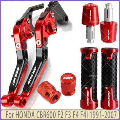 Red - For HONDA CBR600 F2 F3 F4 F4I CNC Handle Grips End Cap Brake Clutch Levers Foto 1 de 4