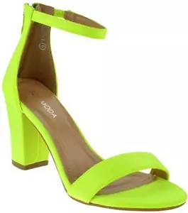 Top Moda Women's HAnnah-1 Ankle Strap High Heel Sandal, Neon Yellow (6.5, Neon - Picture 1 of 1