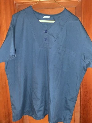Peaches Brand SCRUB TOP Size XL  Large Solid Blue - Image 1 of 2
