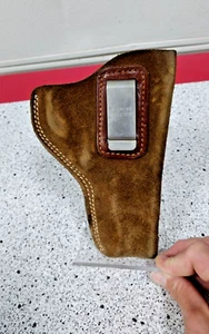 VTG Bianchi Suede Leather Pocket Holster Browning With Clip 7" Tall - Picture 1 of 21