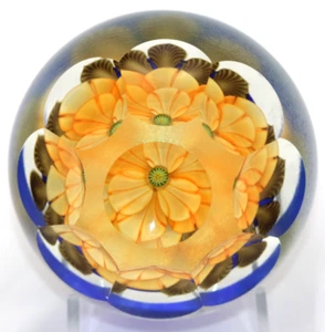 Unusual Magnum Sized ORIENT & FLUME Faceted ROSE Bloom Art Glass PAPERWEIGHT - Bild 1 von 10