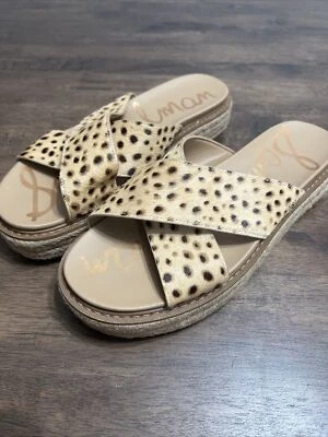 Sam Edelman 动物猎豹印花毛皮纹理厚底拖鞋凉鞋 10 — 第 1/4 张图片