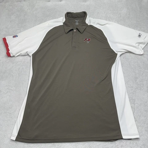 Tampa Bay Buccaneers Polo Shirt Mens 3XL Brown White NFL Football Reebok Big Man Cover