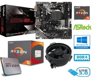 AMD RYZEN 5 1600 BUNDLE - 6 CORE - ASROCK A320M-HDV R4.0 MOTHERBOARD - Picture 1 of 8