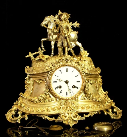 FRENCH EMPIRE Extremely rare gilt and silver bronze clock Goldsmith CHRISTOPHLE Cover