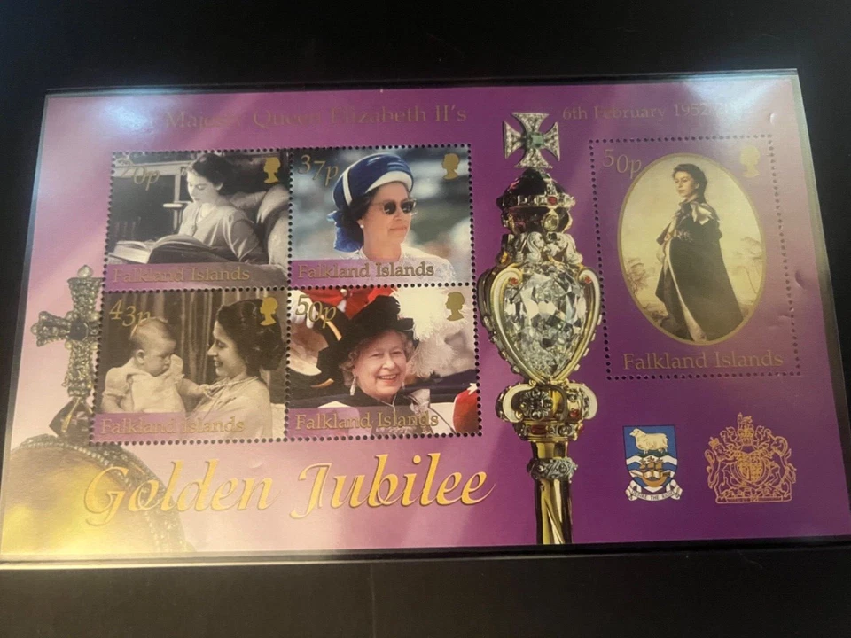 Миниатюрный лист Скотта Фолклендские острова 2002 H.M. Queen Golden Jubilee 808 как новый без наклеек и следов - Изображение 1 из 1