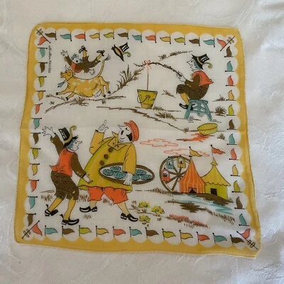Vintage Hankie CRIANÇAS - SIMON SIMPLES CONHECEU UM PIEMAN INDO À FEIRA - Imagem 1 de 4
