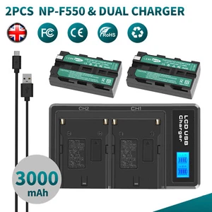 2× NP-F550 Battery For SONY NP-F330 NP-F750 NP-F530 NPF970 Camera + Dual Charger - Picture 1 of 12