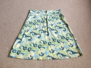 Womens Skirt-SPUNK WEAR-white/green/teal patterned performance knee length-S - Picture 1 of 4