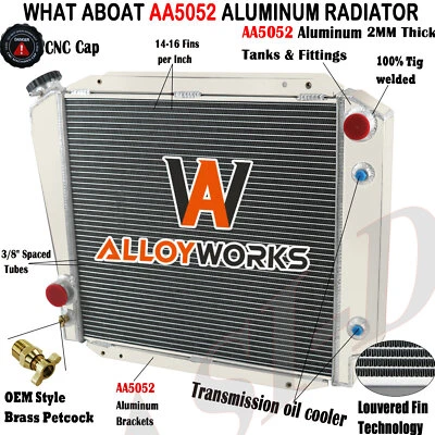 3 Row Aluminum Radiator Fit 1966-1977 1973 Ford Bronco 2.8L 3.3L 5.0L AT CC522 Foto 1 de 4