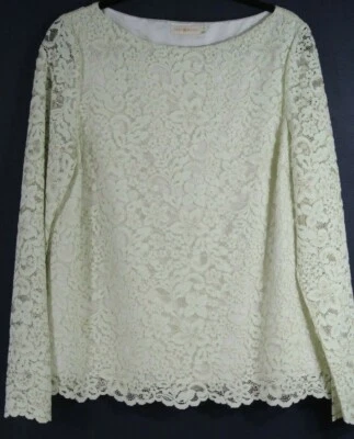 全新 Tory Burch 蕾丝刺绣长袖上衣,完好 - 14 码 #T272 — 第 1/4 张图片