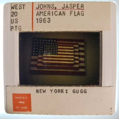 Jasper Johns "Bandera Americana" 1963 Arte 35 mm Diapositiva de Vidrio Foto 1 de 4