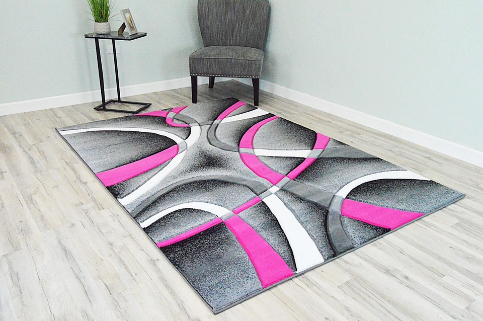 Premium Hand Carved Thick Plush Pile Modern Abstract Contemporary Geometric Rug - Image 1 of 4