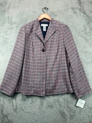 NWT Sag Harbor Tweed Blazer Trapeze Jacket Womens 14P Petite Pink Coat Ladies - Image 1 of 4