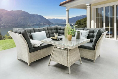 Destiny Eckgruppe PALMA, Tisch 90x90x67cm, Polyrattan, vintage weiß - Bild 1 von 4