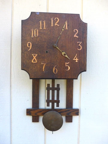 Arts & Crafts.Mission Oak Wall Clock-National Clock Co Cover