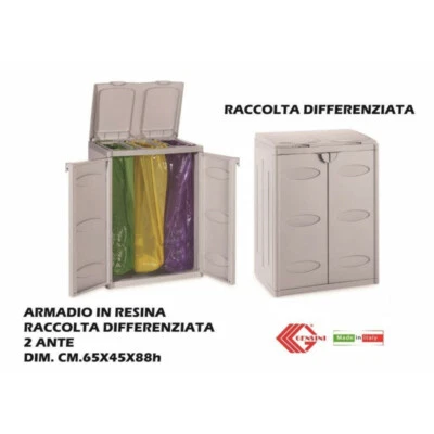 MOBILE RESINA MOBILETTO BASSO X DIFFERENZIATA ESTERNO INTERNO 65X45X88H 5 2025 - Immagine 1 di 2
