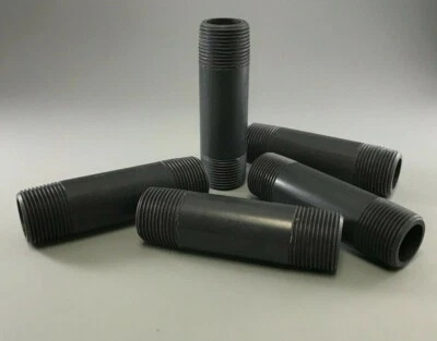 LASCO 210045 THICK-WALL DARK GRAY PVC PIPE NIPPLE 1" X 4 1/2" SCH 80 TBE - Image 1 of 2