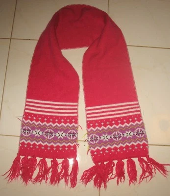 ANTIGUO AZUL MARINO - NUEVO - TEJIDO 100% ACRÍLICO - BUFANDA ROJA Y BLANCA - 50" largo y 8" ancho Foto 1 de 4