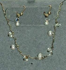 NEW Cultured Pearl & Crystal Necklace & Earring Set - Sterling Silver - MSRP $75 - Picture 1 of 7