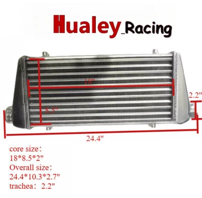 24.4"x10.3"x2.7" ALUMINIO FMIC UNIVERSAL TURBO INTERCOOLER 2.2" ENTRADA/SALIDA tubo  Foto 1 de 4