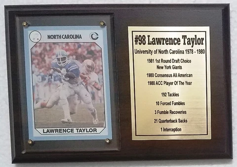 University Of North Carolina Lawrence Taylor College Football Card Plaque Cover