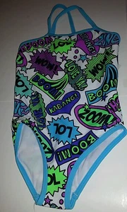 Girls Joe Boxer Multicolored Love Ya Boom LOL Zing 1 piece Swimsuit Size XS 4-5 - Picture 1 of 3