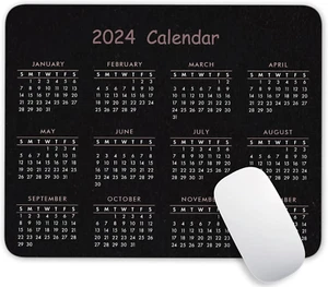 2024 Black Background Calendar Mouse Pad, Gaming Calendar Mouse Mat, Square Wate - Picture 1 of 5