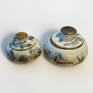 Set Of Ken Edwards Pot With Lid Hand Painted Pottery Bird Mexico - Picture 1 of 23