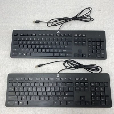 Lot(2) HP 803181-001 Slim USB Wired Enhanced Keyboard KBAR211 Genuine OEM - Image 1 of 4