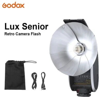Godox Lux Senior Vintage Style Flash Speedlite GN14 with Umbrella Reflector Fan - Image 1 of 4