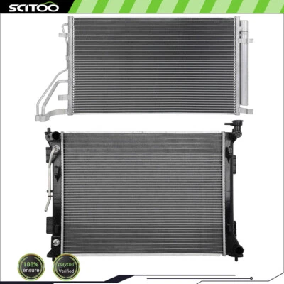 Kit de radiador y condensador de aire acondicionado de aluminio para automóvil para Kia Optima 2016 2017-2018 2,4 L Foto 1 de 4