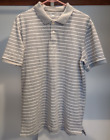 Old Navy Polo Shirt Men's L Short Sleeve Gray White Striped Stretch