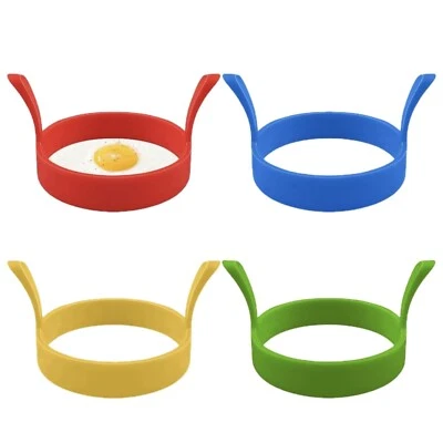 2 Silicone Egg Frying Ring Pancake Mould Fry Fried Poacher Round Eggs Non Stick - Image 1 of 4