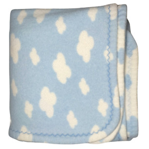 Just One Year Carter's Cloud Baby Blanket Blue White Fleece Reversible Unisex