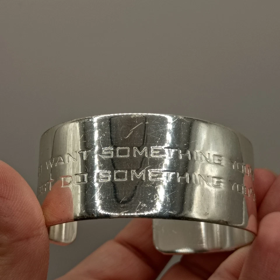 Brazalete Rústico Tono Plata Cita Brazalete Motivacional Grabado 5.5" Foto 1 de 4