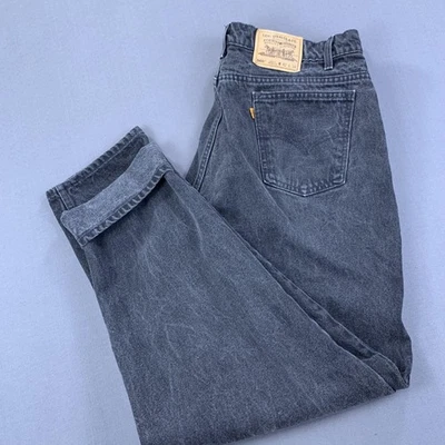 Pantalones de mezclilla vintage Levi's 560 para hombre (40) 42x34 negros sueltos cónicos lengüeta naranja EE. UU. AÑOS 90 Foto 1 de 4