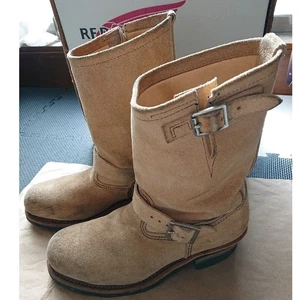 Red Wing Boots Engineer Boots Suede 8268 Beige Size 8D 26cm From JP z115 - Picture 1 of 7