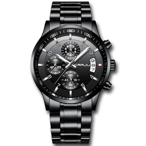 Men's Black Watch Fashion Business Chronograph Quartz Wristwatches,Luxury Sta... - Picture 1 of 9