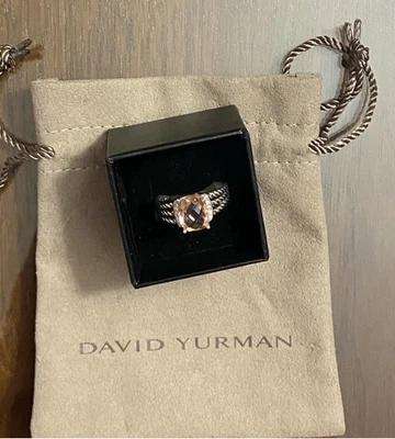 David Yurman Petite Wheaton Ring Morganite Size 8.5 Excellent condition - Image 1 of 4