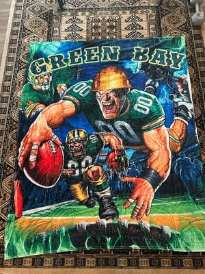 Manta de tiro Green Bay Packers con jugadores de fútbol animados 60x50 Foto 1 de 4