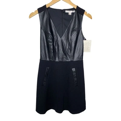 Vestido de couro sintético Boston Proper sem mangas preto tamanho 2 - Imagem 1 de 4