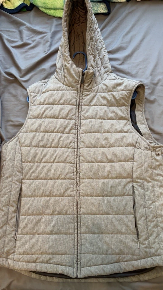 Мужской стеганый пуховик с капюшоном на молнии Perry Ellis размер большой отличное состояние - Изображение 1 из 3