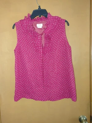 Blusa feminina KATE SPADE 100% seda sem mangas gravata gola V franja tamanho M usada - Imagem 1 de 4